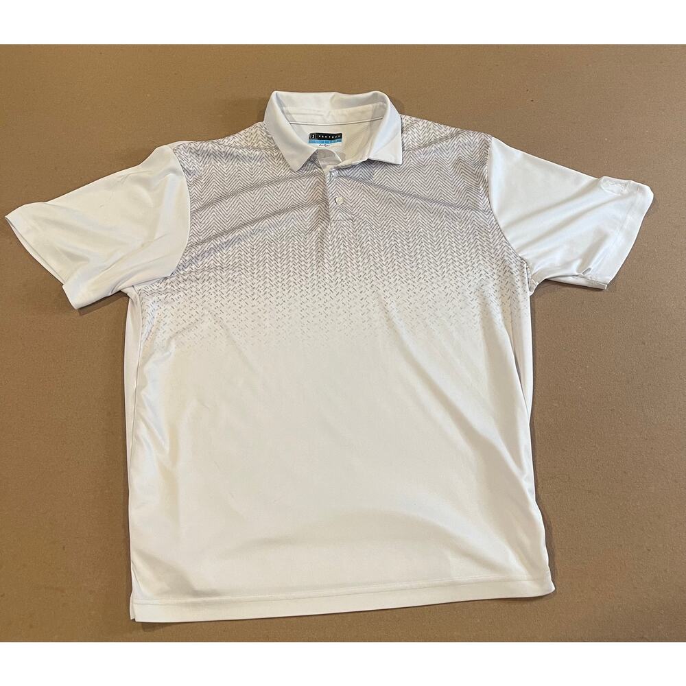 White Patterned Performance Polo Shirt Lightweigh… - image 1